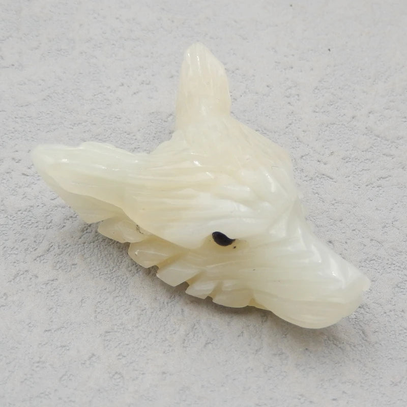 Hand Carved Amazonite Wolf Head Pendant Bead