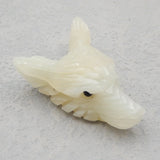 Hand Carved Amazonite Wolf Head Pendant Bead