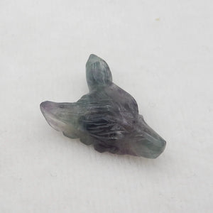 Hand Carved Fluorite Wolf Head Pendant Bead 29x20x10mm