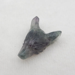 Hand Carved Fluorite Wolf Head Pendant Bead 29x20x10mm