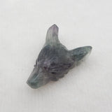 Hand Carved Fluorite Wolf Head Pendant Bead 29x20x10mm