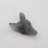 Hand Carved Fluorite Wolf Head Pendant Bead 29x20x10mm