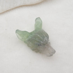 Hand Carved Fluorite Wolf Head Pendant Bead