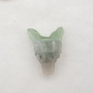 Hand Carved Fluorite Wolf Head Pendant Bead
