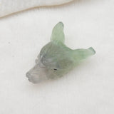 Hand Carved Fluorite Wolf Head Pendant Bead
