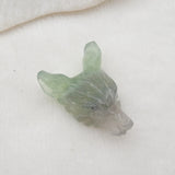 Hand Carved Fluorite Wolf Head Pendant Bead