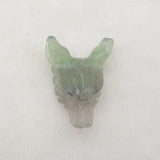 Hand Carved Fluorite Wolf Head Pendant Bead