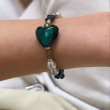 Hand-made Charm Crystal Pendant Bracelet with Natural Pearls