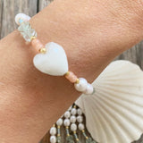 Hand-made Charm Crystal Pendant Bracelet with Natural Pearls