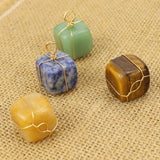 Hand-made Cuboid Crystal Stone Pendant Necklace Reiki Ore Quartz Raw Stone