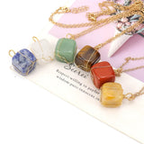 Hand-made Cuboid Crystal Stone Pendant Necklace Reiki Ore Quartz Raw Stone