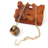 Hand-made Cuboid Crystal Stone Pendant Necklace Reiki Ore Quartz Raw Stone