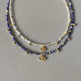Natural Stone Beaded Necklace Eye Pattern Pendant
