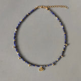 Natural Stone Beaded Necklace Eye Pattern Pendant