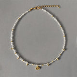 Natural Stone Beaded Necklace Eye Pattern Pendant