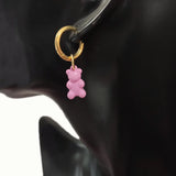 Hand-made Bear Pendant Earrings Various Colors Minimalist Charms