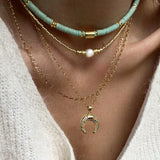 Hand-made Silicone Natural Stone Necklace Retro Ethnic Style for Man Women