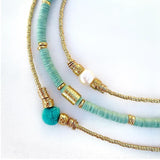 Hand-made Silicone Natural Stone Necklace Retro Ethnic Style for Man Women