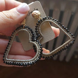 Hand-made Heart Pendant Earrings Crystal Woven Charm Jewelry