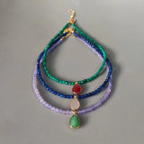 Crystal Beads Beaded Necklace with Drop-shaped Pendant