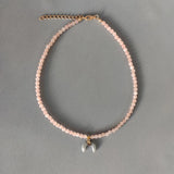 Crystal Beads Beaded Necklace with Drop-shaped Pendant
