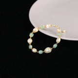 Green Aventurine Pearl Adjustable Bracelet Vintage Jewelry