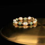 Green Aventurine Pearl Adjustable Bracelet Vintage Jewelry