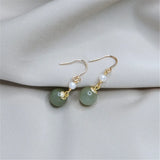 Natural Hetian Jade Pearl Earrings 14k Filled Ear Hooks