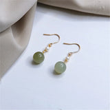 Natural Hetian Jade Pearl Earrings 14k Filled Ear Hooks