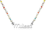 Custom Name Freshwater Pearl Choker Boho Bead Mix Unique Gift