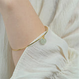 Hand-made Single Bead Hetian Jade Bracelet Fresh Temperament Bracelet Bangle
