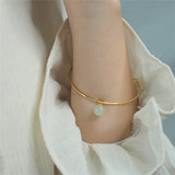Hand-made Single Bead Hetian Jade Bracelet Fresh Temperament Bracelet Bangle
