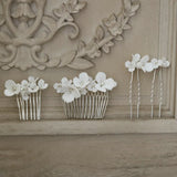 Hand Ceramic Flowers Hair Comb Hairpin Bridal Wedding Hair Accessories