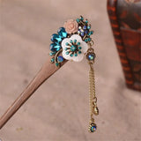 Hand-made Ebony Hairpins Bridal Headwear Crystal Flowers Hair Forks