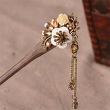 Hand-made Ebony Hairpins Bridal Headwear Crystal Flowers Hair Forks