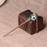 Hand-made Ebony Hairpins Bridal Headwear Crystal Flowers Hair Forks