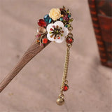Hand-made Ebony Hairpins Bridal Headwear Crystal Flowers Hair Forks