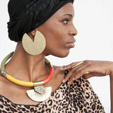 Hand-Made Brass Tribal Disc Earrings, African Jewelry