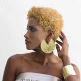 Hand-Made Brass Tribal Disc Earrings, African Jewelry