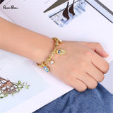Hand of Fatima Stainless Steel Evil Eye Bracelet for Women