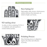 Hand of Fatima Zircon Charm Bangle Bracelet Pendant 925 Sterling Silver