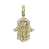 Hand of Miriam Star Pendant Choker Iced Out CZ Hands Necklace