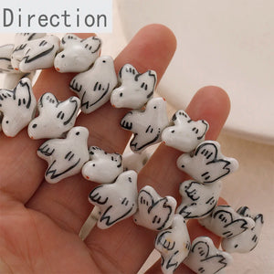 Hand-painted Ceramic Bird Pigeon Beads Retro Japanese Style DIY Jewelry