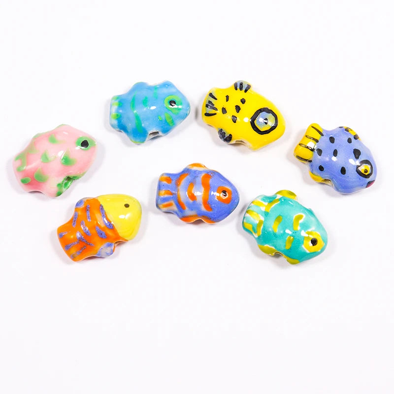 Hand-painted Fish Ceramic Beads For Jewelry Making Necklace Bracelet 18x14mm