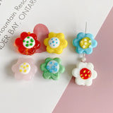 Hand-painted Glazed Flower Perforated Beads DIY Jewelry Making