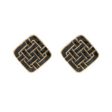 Hand painted drop glaze niche sense ear clip Square Earrings