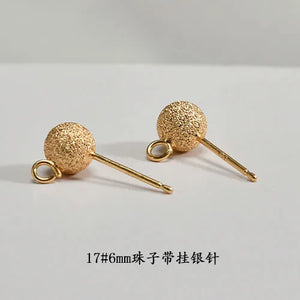 Hand Scrub Earring Material DIY Earrings S925 Silver Needle Bean Ear Stud