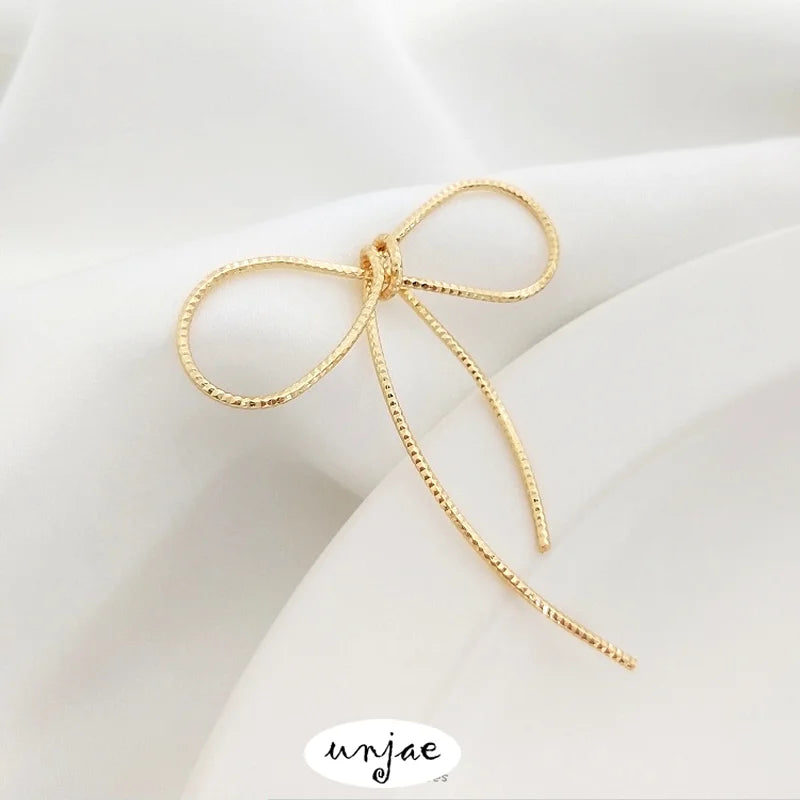 14K Hand-Wound Bow Frame Earrings Pendant DIY Jewelry