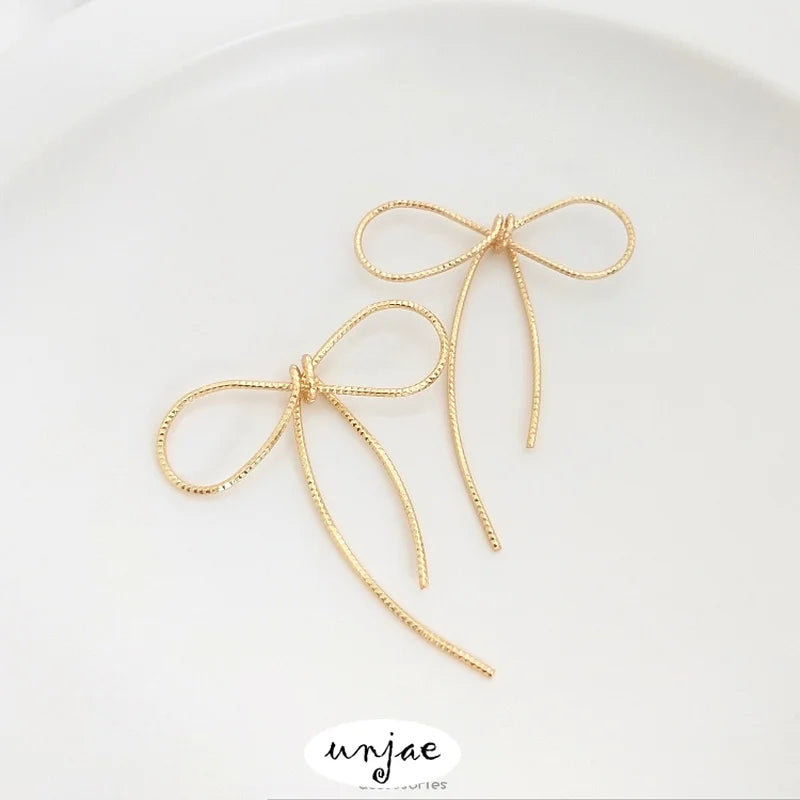 14K Hand-Wound Bow Frame Earrings Pendant DIY Jewelry
