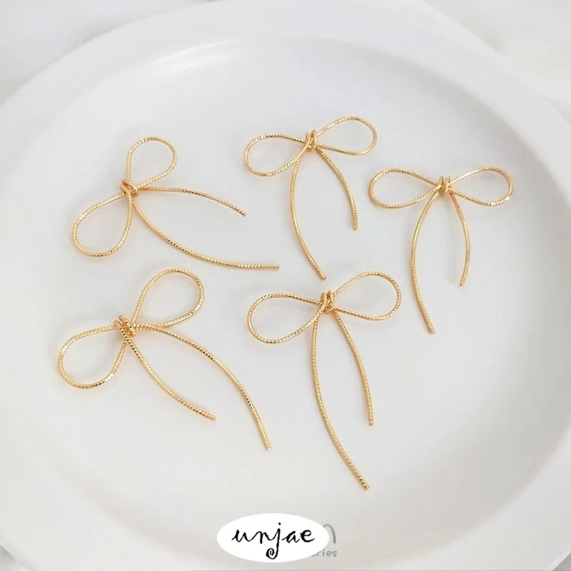 14K Hand-Wound Bow Frame Earrings Pendant DIY Jewelry